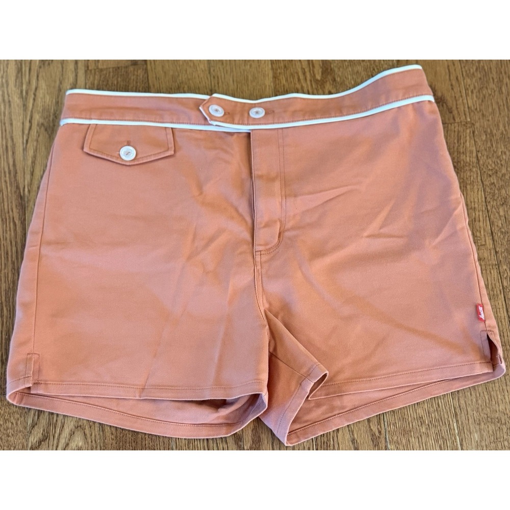 Hammies Cabana Swim Shorts Mens 36 Peach Orange Lined Trunks 70s Style Stretch